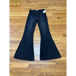 Forever 21 Womens High Rise Slim Fit Flare Jeans Size 27 Black Stretch Denim NWT
